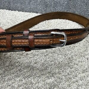 Brown Tooled Leather Men's Belt